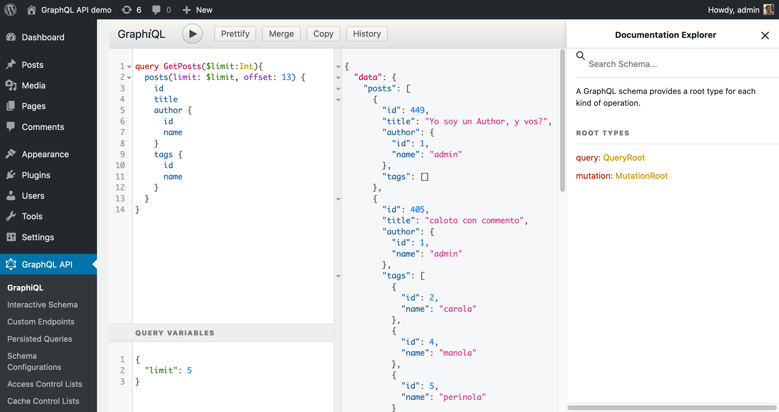 GraphiQL for the admin